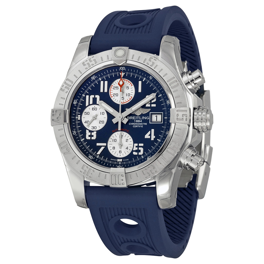 Breitling Avenger II Chronograph Automatic Blue Dial Blue Leather Men's Watch A1338111-C870BLOR