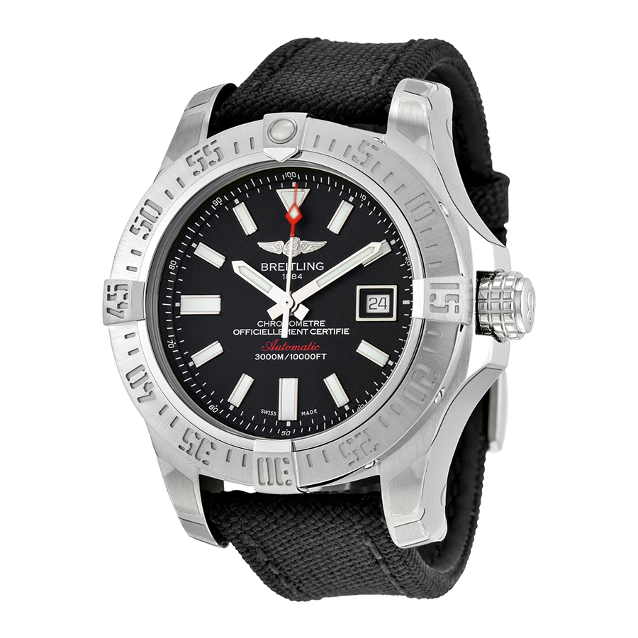 Breitling Avenger II Seawolf Automatic Black Dial Black Fabic Men's Watch A1733110-BC30BKFT
