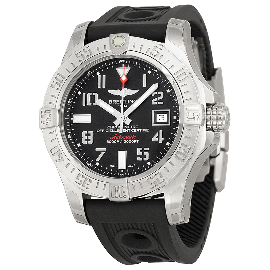 Breitling Avenger II Seawolf Automatic Black Dial Ruber Men's Watch A1733110-BC31BKOR