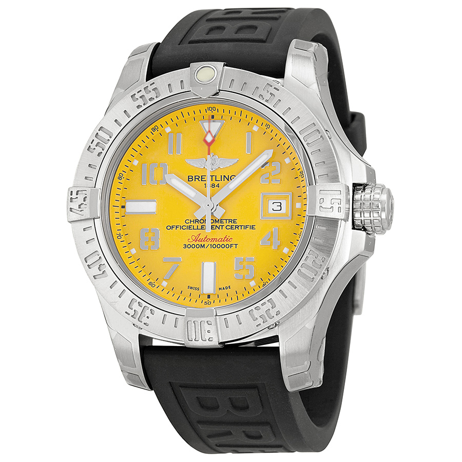 Breitling Avenger II Seawolf Automatic Yellow Dial Rubber Men's Watch A1733110-I519BKPT3
