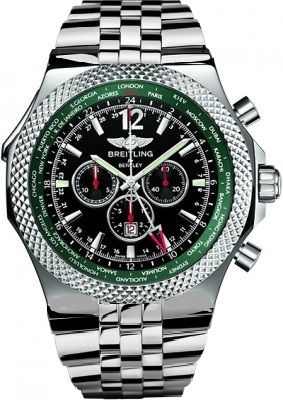 Breitling Bentley GMT Black Dial Stainless Steel Men's Watch A47362S4-B919SS