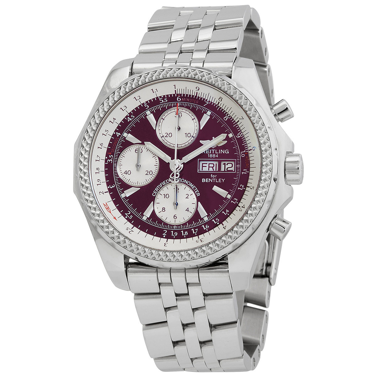 Breitling Bentley GT Chronograph Steel Burgundy Men's Watch A1336212-K506SS