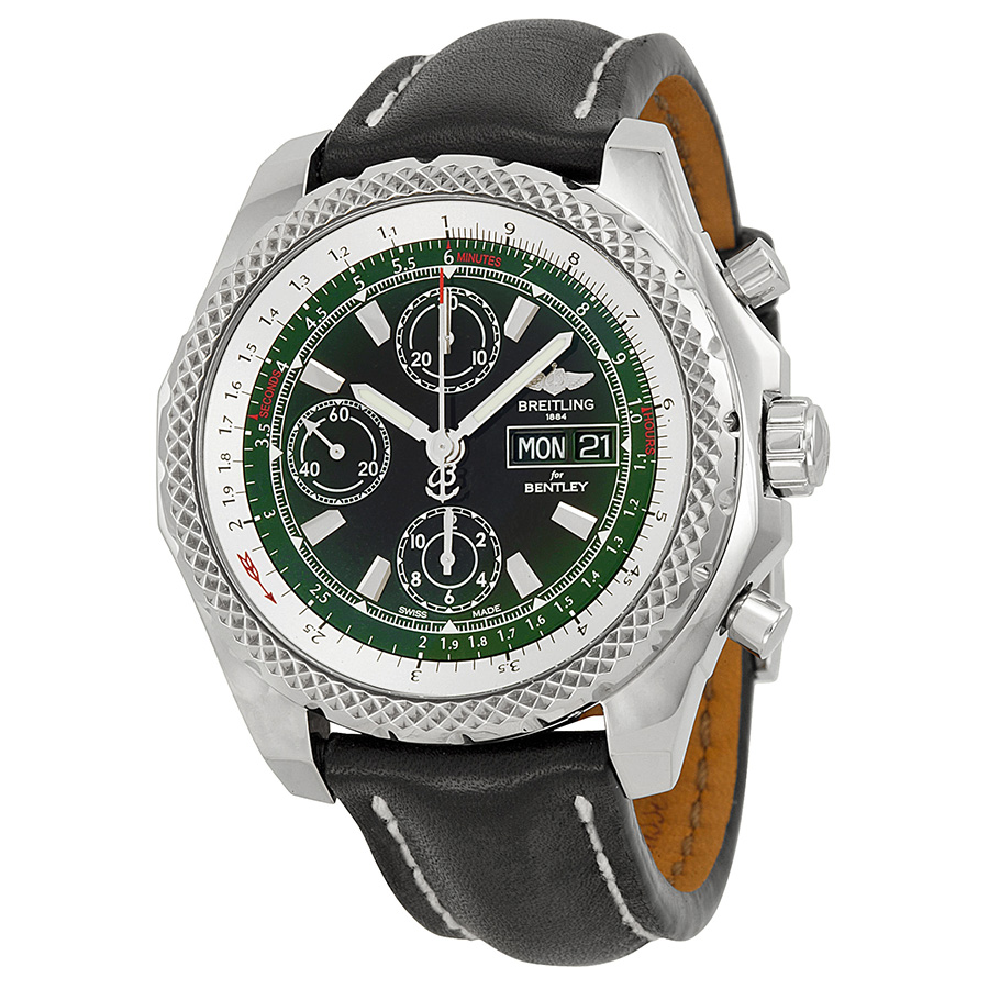 Breitling Bentley GT II Green Dial Black Leather Men's Watch A1336512-L520BKLT