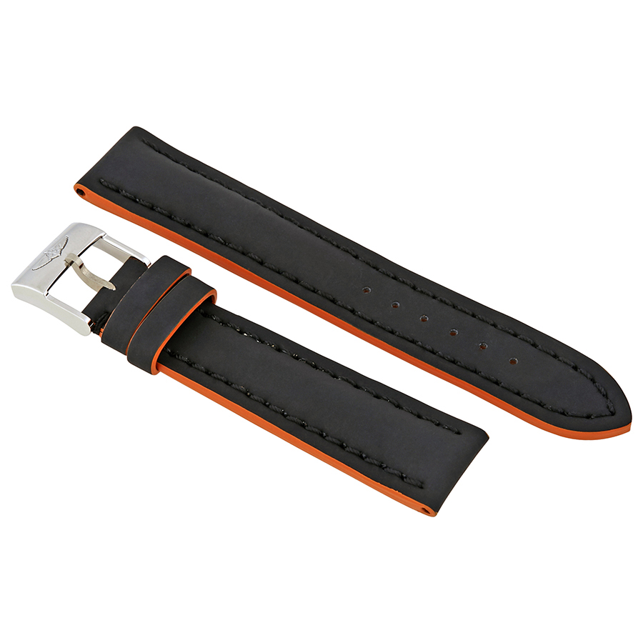 Breitling Black Leather Strap with Orange Trimming Stainless Steel Tang Buckle 20-18mm 244X