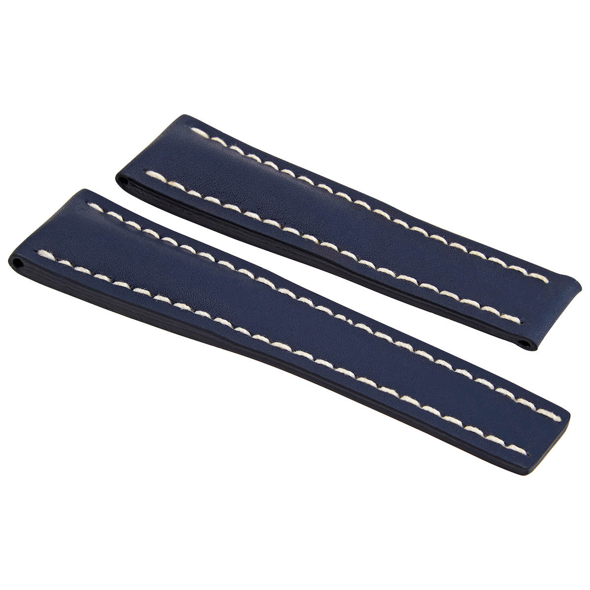 Breitling Blue Leather and White Stitching Watch Band Strap 24-20mm 102X