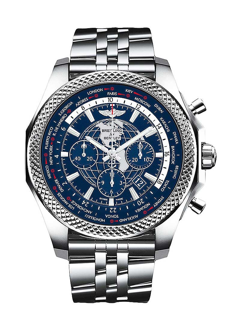 Breitling Breitling For Bentley World Time Chronograph Automatic Chronometer Blue Dial Men's Watch AB0521V1/C918SS