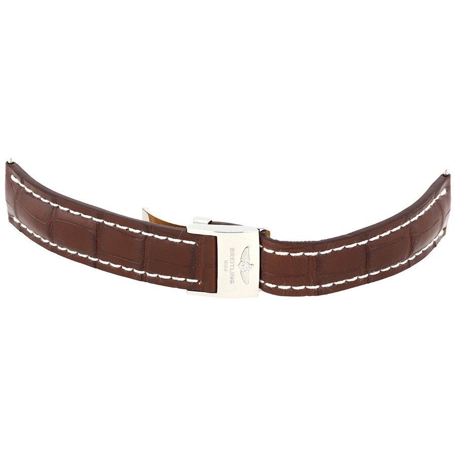 Breitling Brown Strap with White Stitching and a Stainless Steel