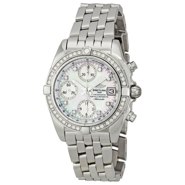Breitling Chrono Galactic Mother of Pearl Diamond Dial Men's Watch A13358LA-A578SS