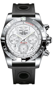 Breitling Chronomat 41 Antarctica White Dial Black Rubber Men's Watch AB014012/A747BKOR
