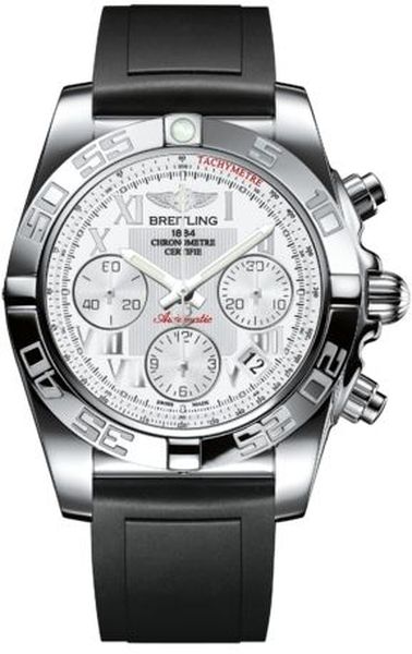 Breitling Chronomat 41 Antarctica White Dial Black Rubber Men's Watch AB014012/A747BKPT3