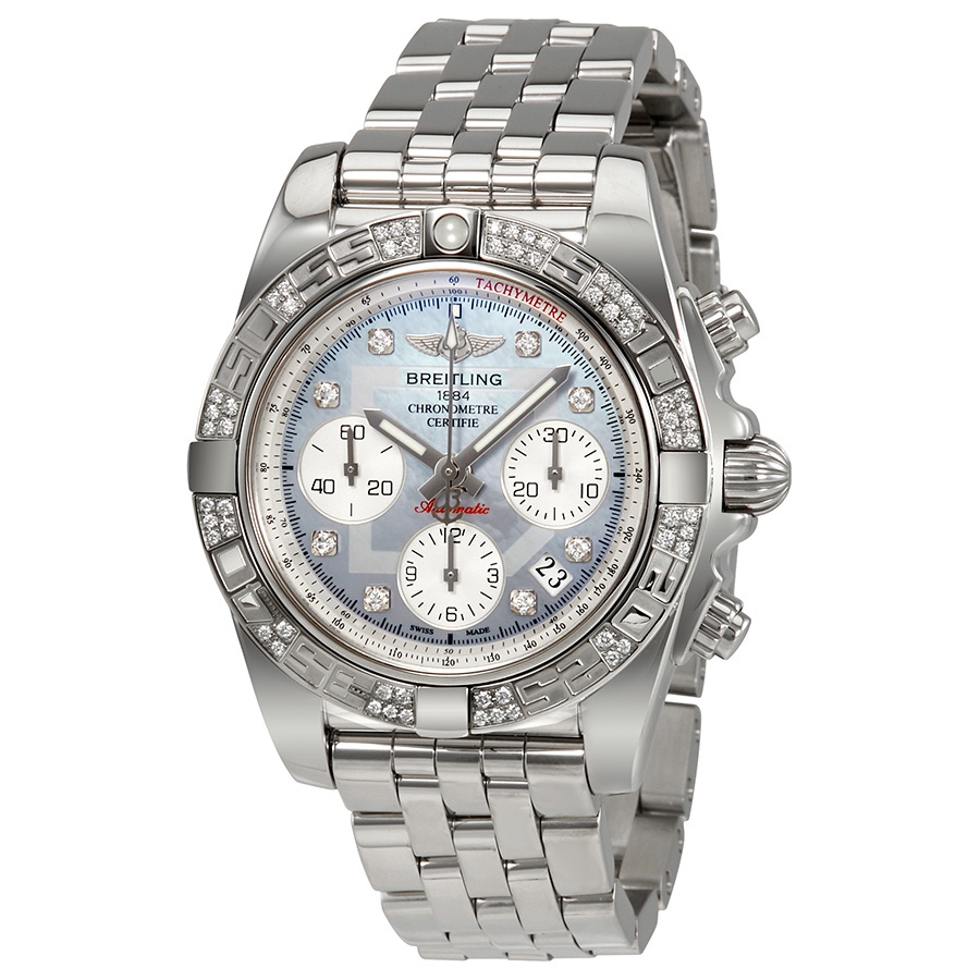 Breitling Chronomat 41 Automatic Mother of Pearl Diamond Dial Men's Watch AB0140AA-G712SS