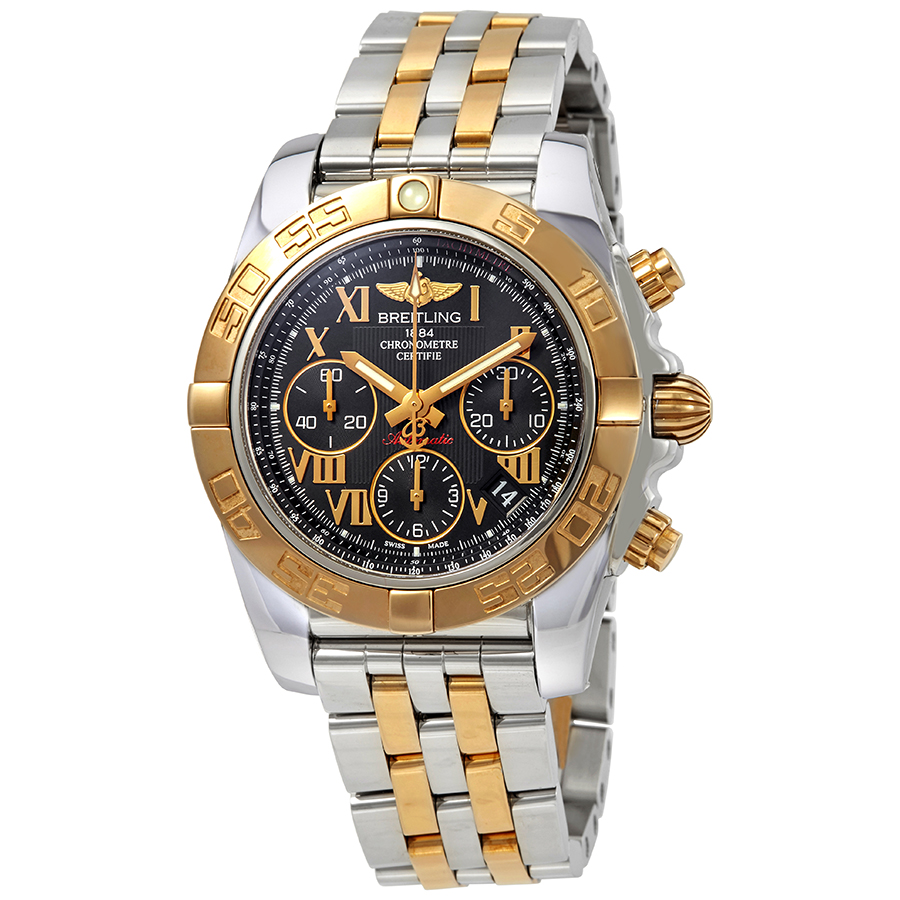 Breitling Chronomat 41 Black Dial Automatic Men's Steel and 18K Rose Gold Watch CB014012/BC08TT