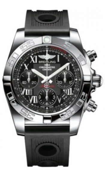 Breitling Chronomat 41 Black Dial Black Rubber Men's Watch AB014012/BC04BKOR