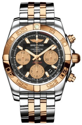 Breitling Chronomat 41 Black Dial Chronograph Stainless Steel and 18K Rose Gold Men's Watch CB0140120-BA53TT