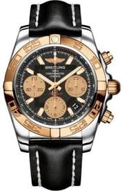 Breitling Chronomat 41 Black Dial Chronograph Steel and 18K Rose Gold Men's Watch CB014012-BA53BKLT