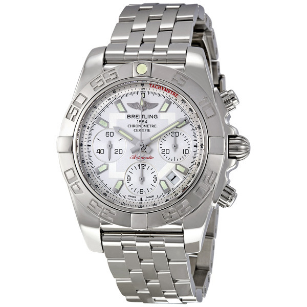 Breitling Chronomat 41 Chronograph Silver Dial Men's Watch AB014012-G711SS