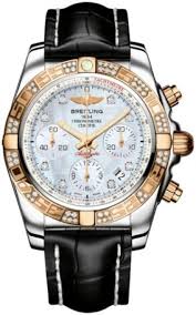 Breitling Chronomat 41 Mother Of Pearl Dial Black Leather Men's Watch CB0140AA/A723BKCD