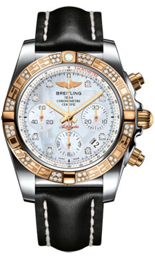 Breitling Chronomat 41 Mother Of Pearl Dial Black Leather Men's Watch CB0140AA/A723BKLD