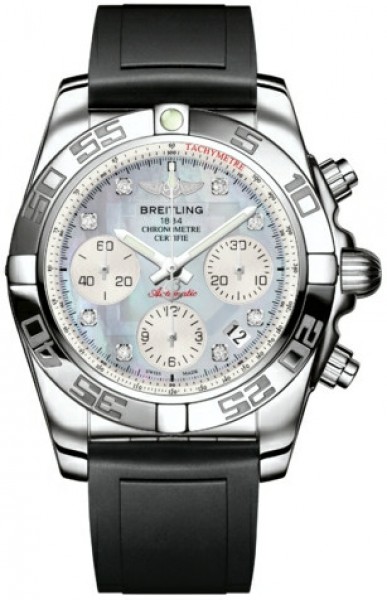 Breitling Chronomat 41 Mother Of Pearl Dial Black Rubber Men's Watch AB014012/G712BKPT3