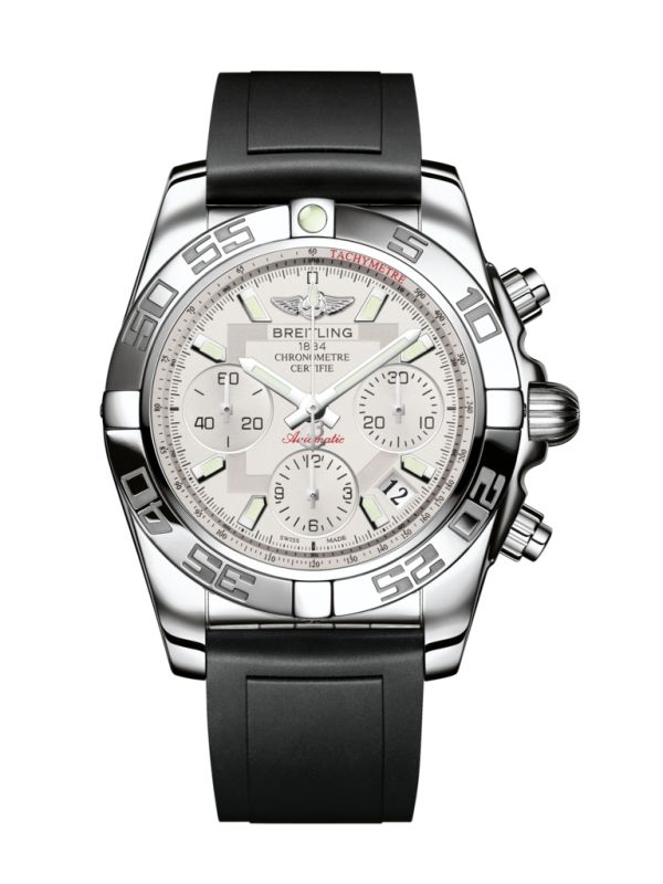Breitling Chronomat 41 Sierra Silver Dial Black Rubber Men's Watch AB014012/G711BKPD3
