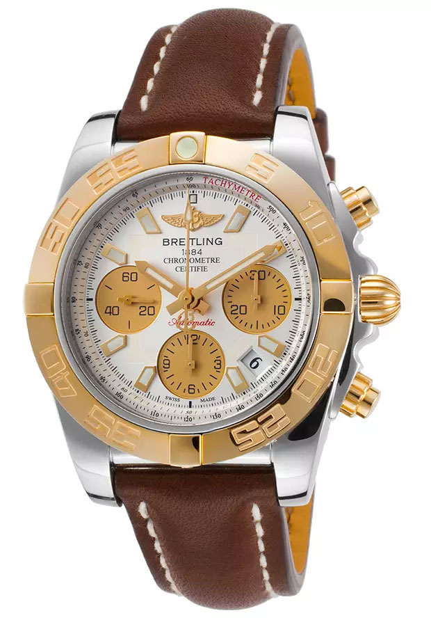 Breitling Chronomat 41 Silver Dial Chronograph Automatic Men's Watch CB14012-G713BRLT