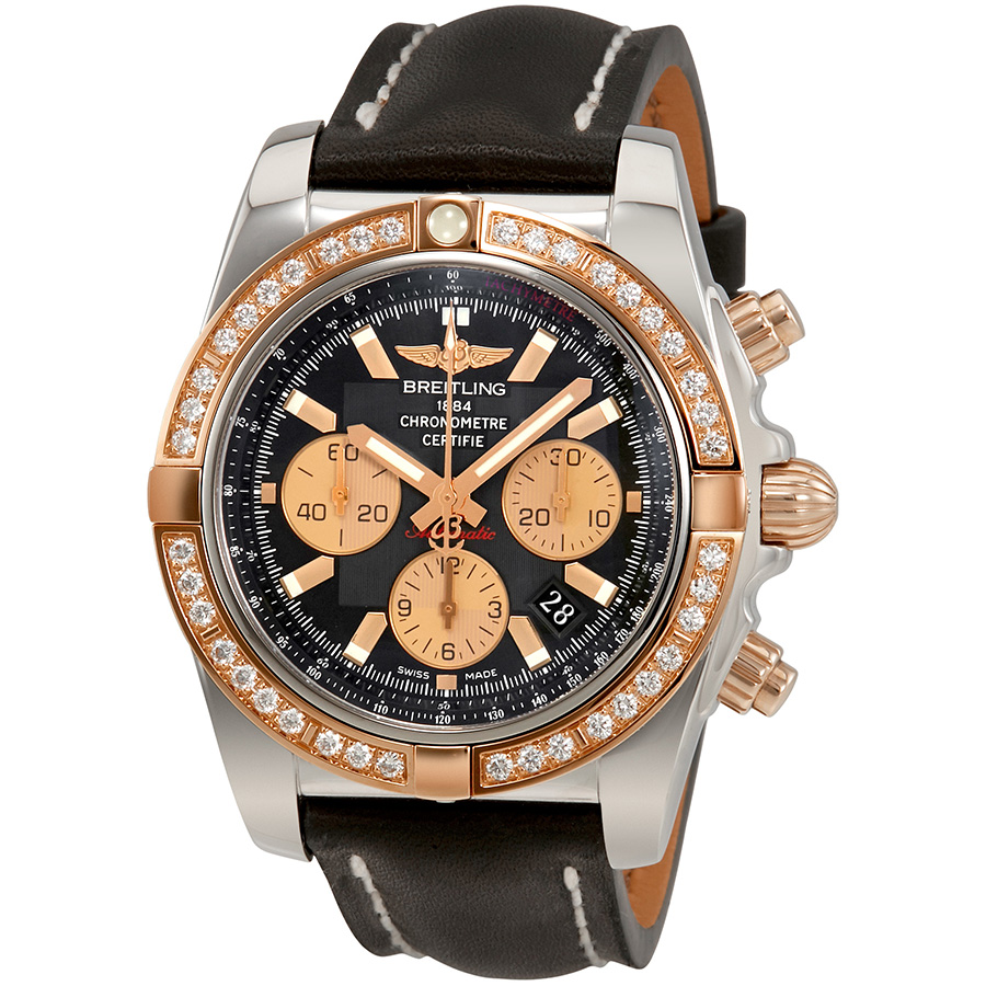 Breitling Chronomat 44 Automatic Black Dial Chronograph Diamond Men's Watch CB011053-B968BKLST