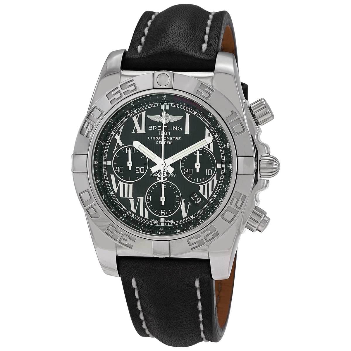 Breitling Chronomat 44  Carbon Black Dial Chronograph Automatic Men's Watch AB011012-M524BKLT