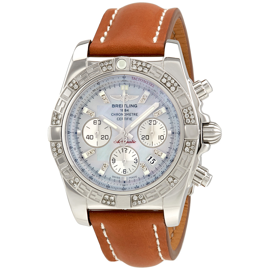 Breitling Chronomat 44 Mother of Pearl Diamond Automatic Men's Watch AB0110AA-G686BRLD