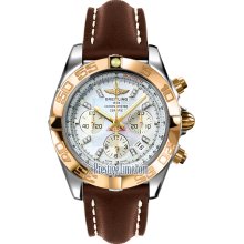 Breitling Chronomat 44 Mother of Pearl Diamond Dial Brown Leather Automatic Men's Watch CB011012-A698BRLT