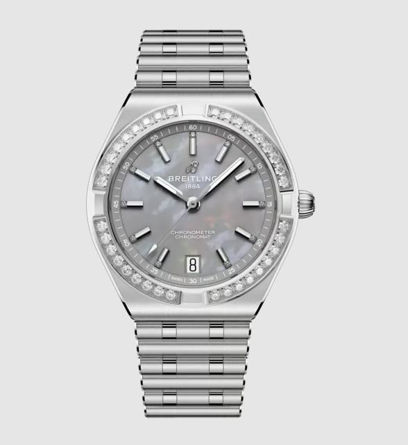 Chronomat Automatic Diamond Grey Dial Ladies Watch