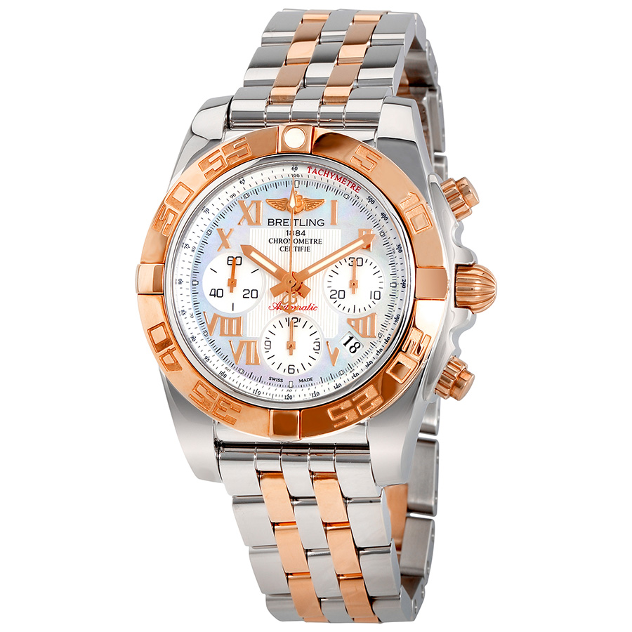 Breitling Chronomat Mother of Pearl Dial Stainless Steel and 18K Rose Gold Men's Watch CB014012-A748TT