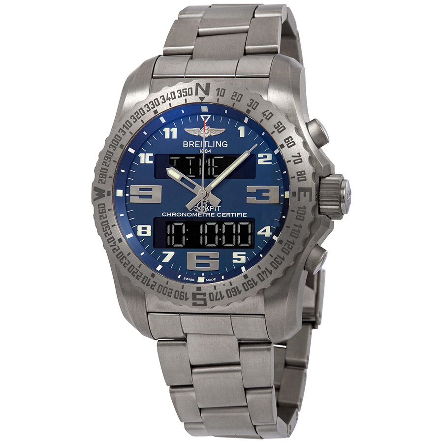 Breitling Cockpit B50 Blue Dial Titanium Quartz Men's Watch EB501019/C904TI