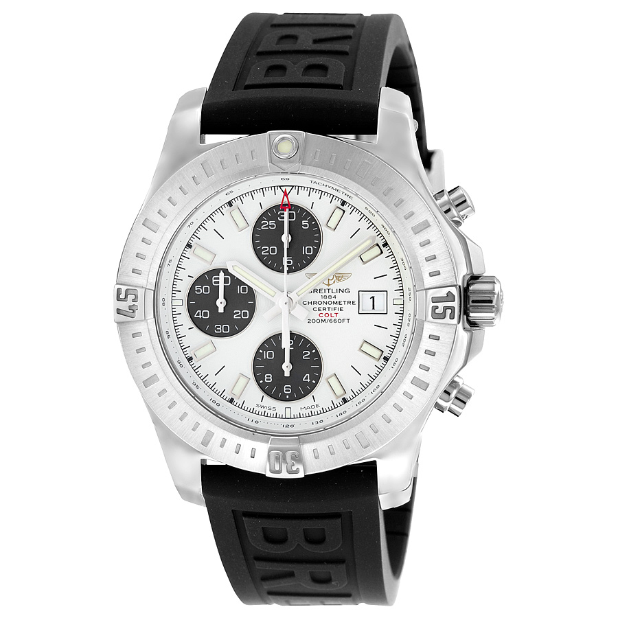 Breitling Colt Automatic Chronograph Stratus Silver Dial Black Rubber Men's Watch A1338811-G804BKPD3