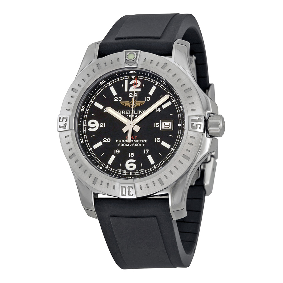 Breitling Colt Chronograph Black Dial Black Rubber Men's Watch A7438811-BD45BKPD
