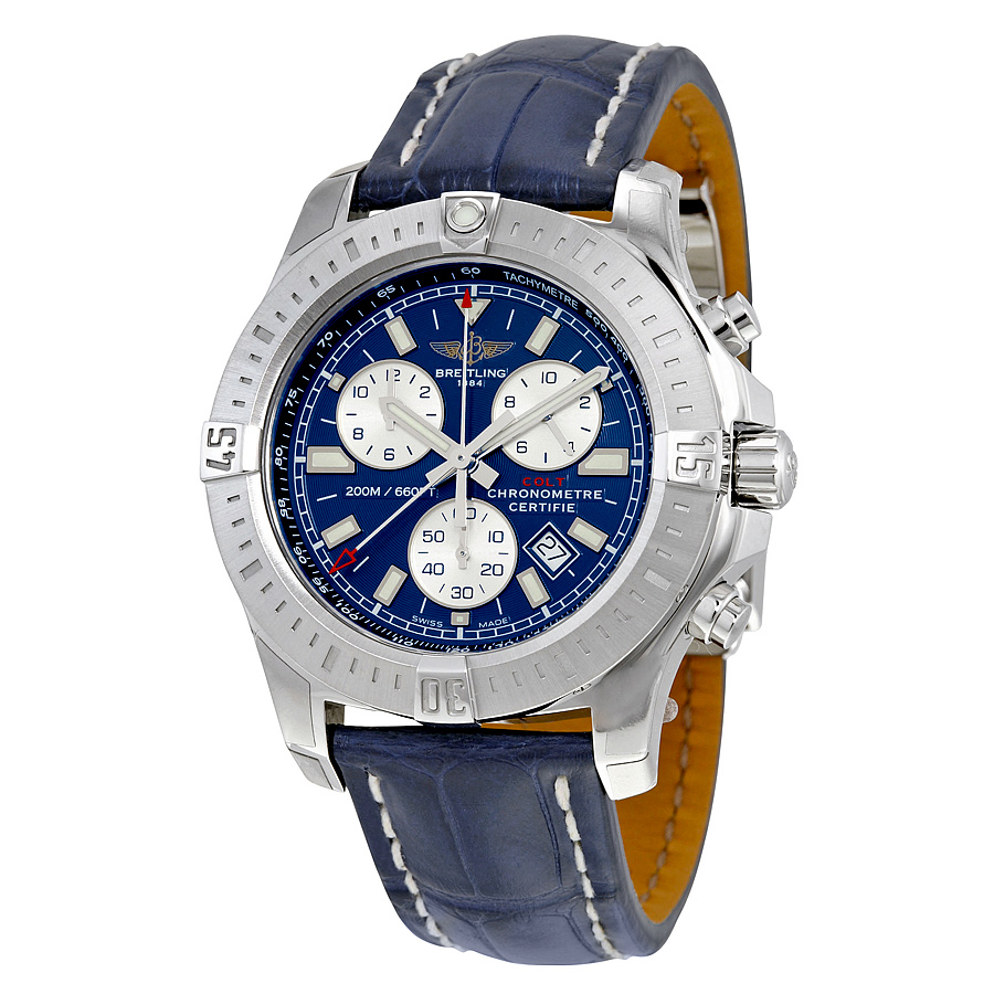 Breitling Colt Chronograph Blue Dial Blue Leather Quartz Men's Watch A7338811-C905BLCD