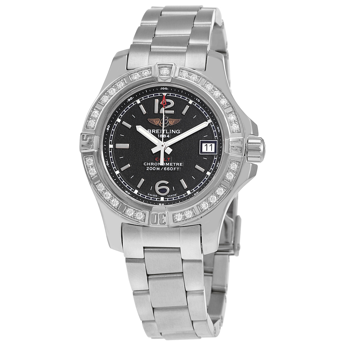 Breitling Colt Lady Black Dial Stainless Steel Quartz Ladies Watch A7738853/BD46SS