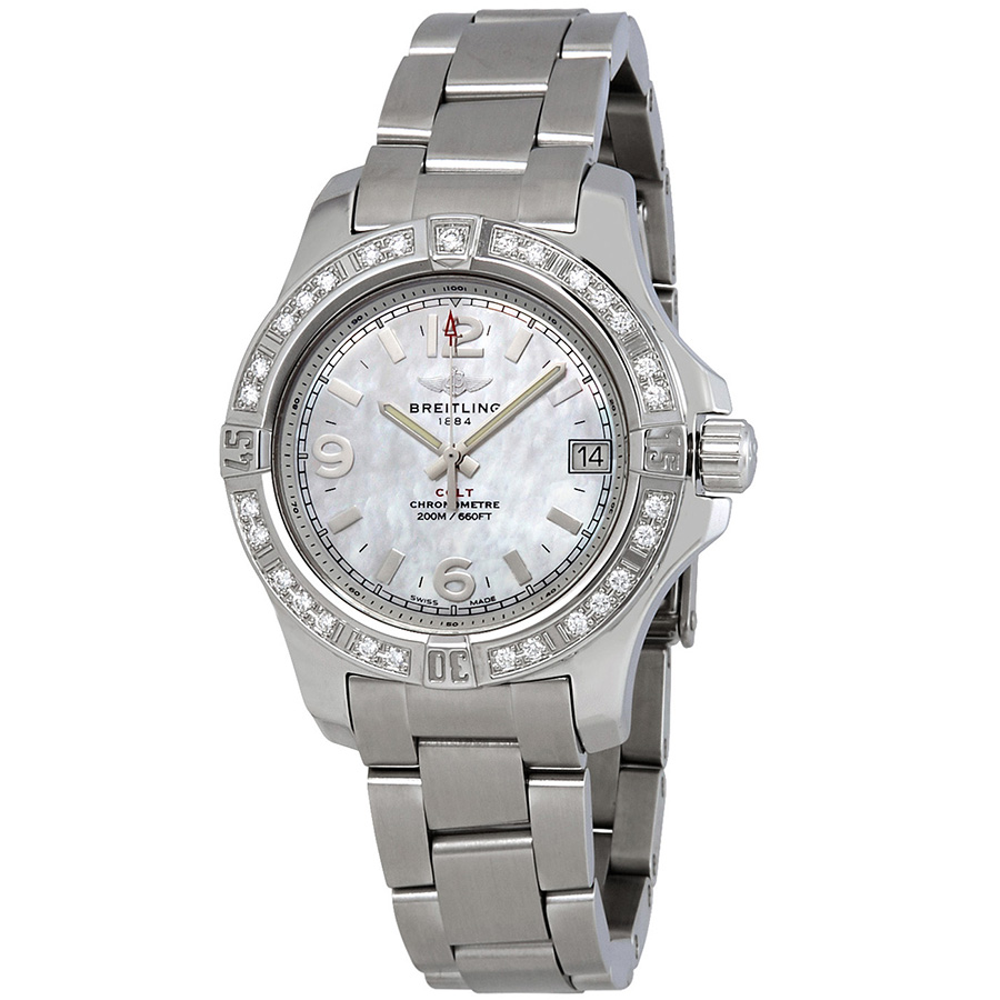 Breitling Colt Lady Mother Of Pearl Dial Stainless Steel Quartz Ladies Watch A7438953/A772SS