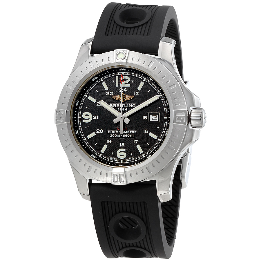 Breitling Colt Quartz Black Dial Black Rubber Men's Watch A7438811/BD45BKOR