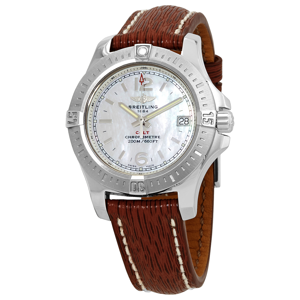 Breitling Colt Quartz Brown Sahara Leather Ladies Watch A7738811/A770 211X-A14BA.1