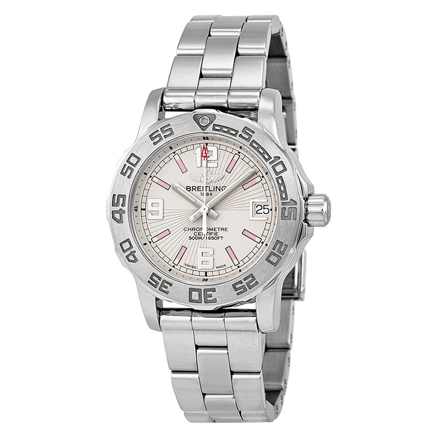 Breitling Colt Silver Rose Dial Stainless Steel Ladies Watch A7738711-G765SS