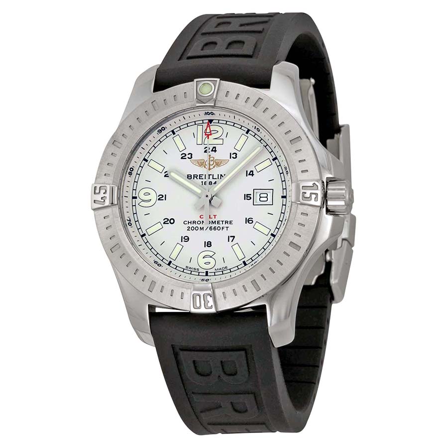 Breitling Colt Stratus Silver Dial Black Rubber Men's Watch A7438811-G792BKPD3