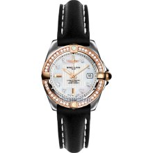 Breitling Galactic 32 Mother of Pearl Diamond Dial Black Leather Ladies Watch C71356LA-A712BKLT