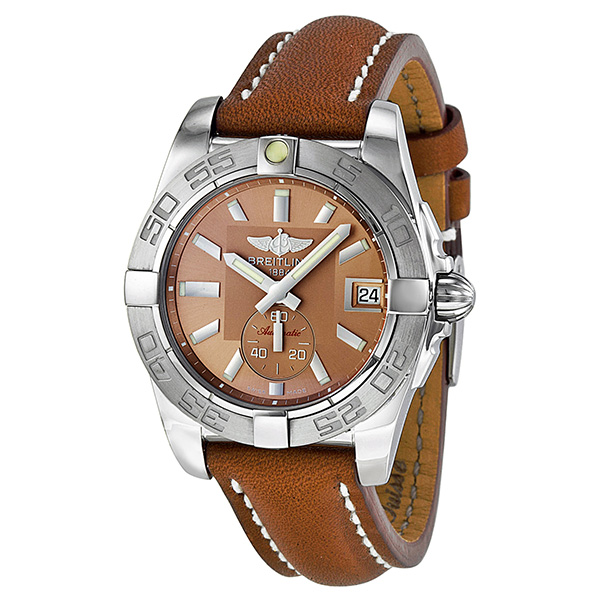 Breitling Galactic 36 Automatic Bronze Dial Brown Leather Unisex Watch A3733011-Q582