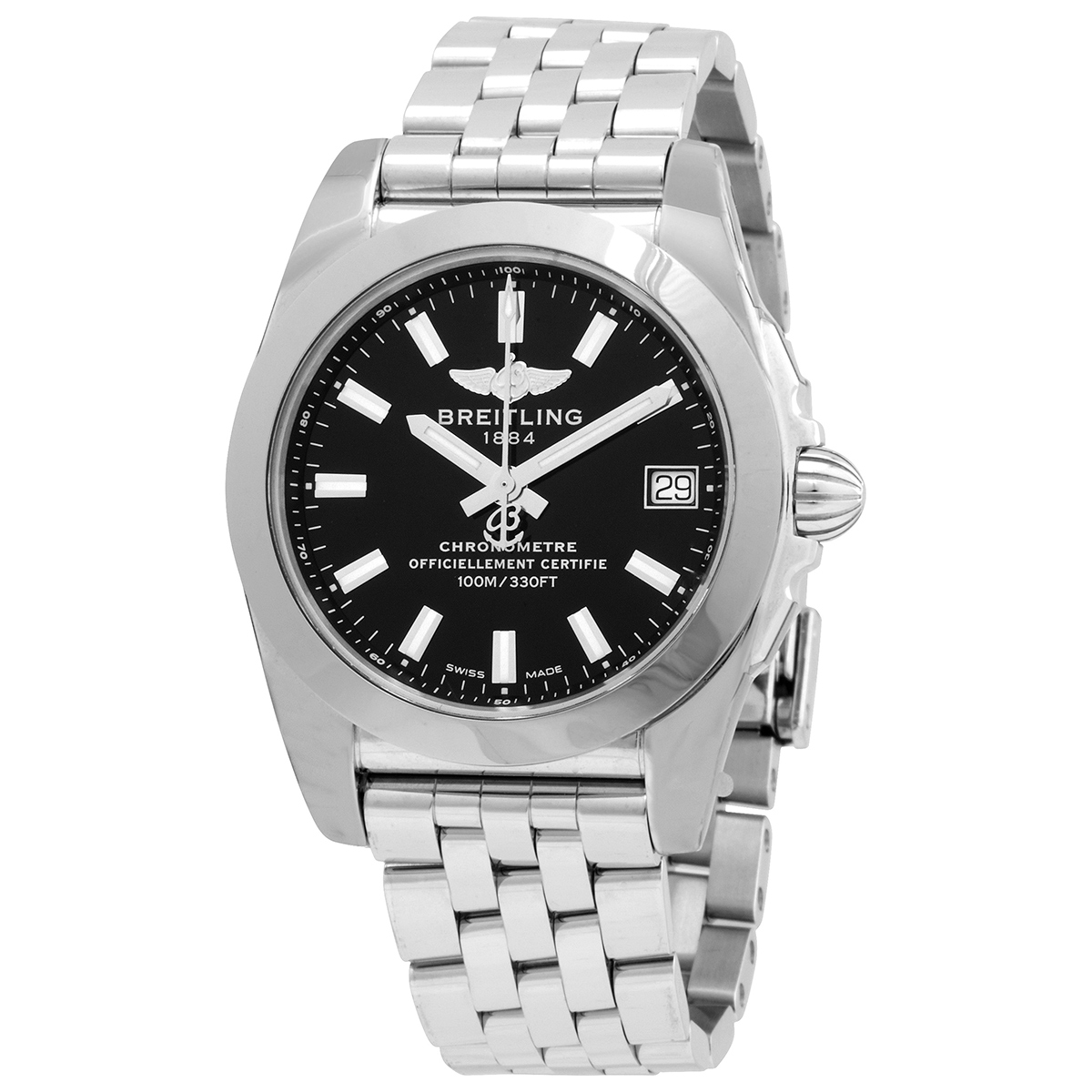 Breitling Galactic 36 Quartz Chronometer Black Dial Ladies Watch W7433012-BE08-376A