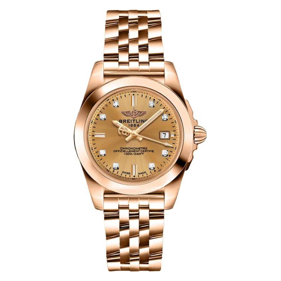 Breitling Galactic Quartz Chronometer Diamond Gold Dial Ladies Watch H7133012/H550