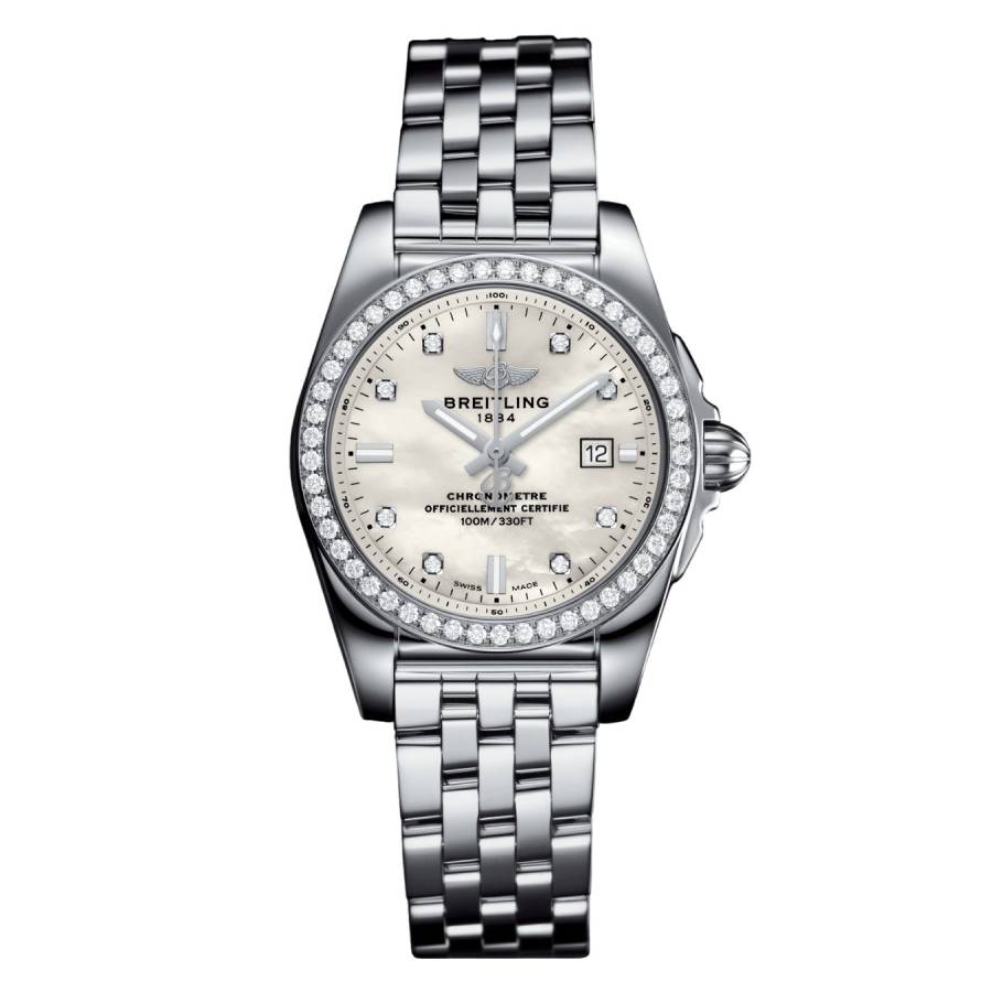 Breitling Galactic Quartz Chronometer Diamond Ladies Watch A7234853/A785