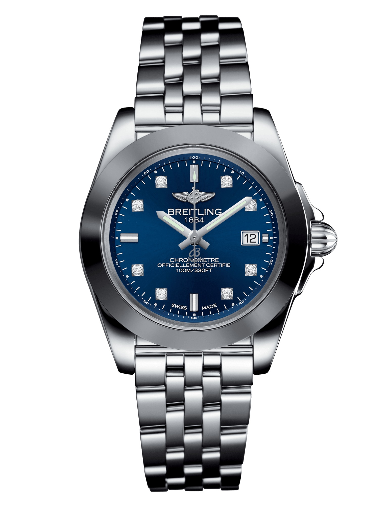 Breitling Galactic Quartz Diamond Blue Dial Ladies Watch W7133012-C966-792A