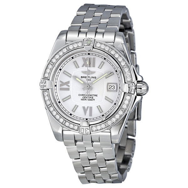 Breitling Galactic Silver Dial Diamond Ladies Watch A7135653-G649SS