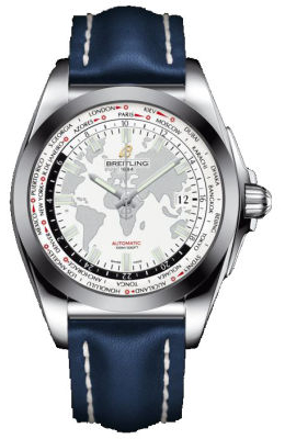 Breitling Galactic Unitime Antarctica White Dial Blue leather Automatic Men's Watch WB3510U0-A777BLLT