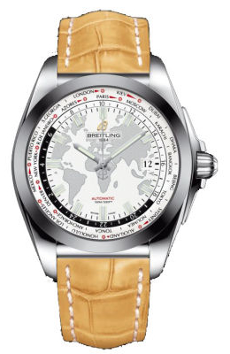 Breitling Galactic Unitime Antarctica White Dial Camel Leather Men's watch WB3510U0-A777CMCT
